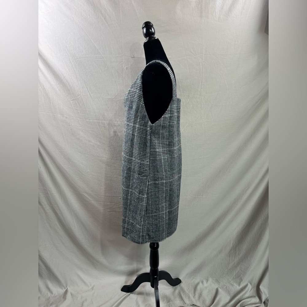 French Plaid Print Overall Dress Grey/Green - Picture 8 of 9